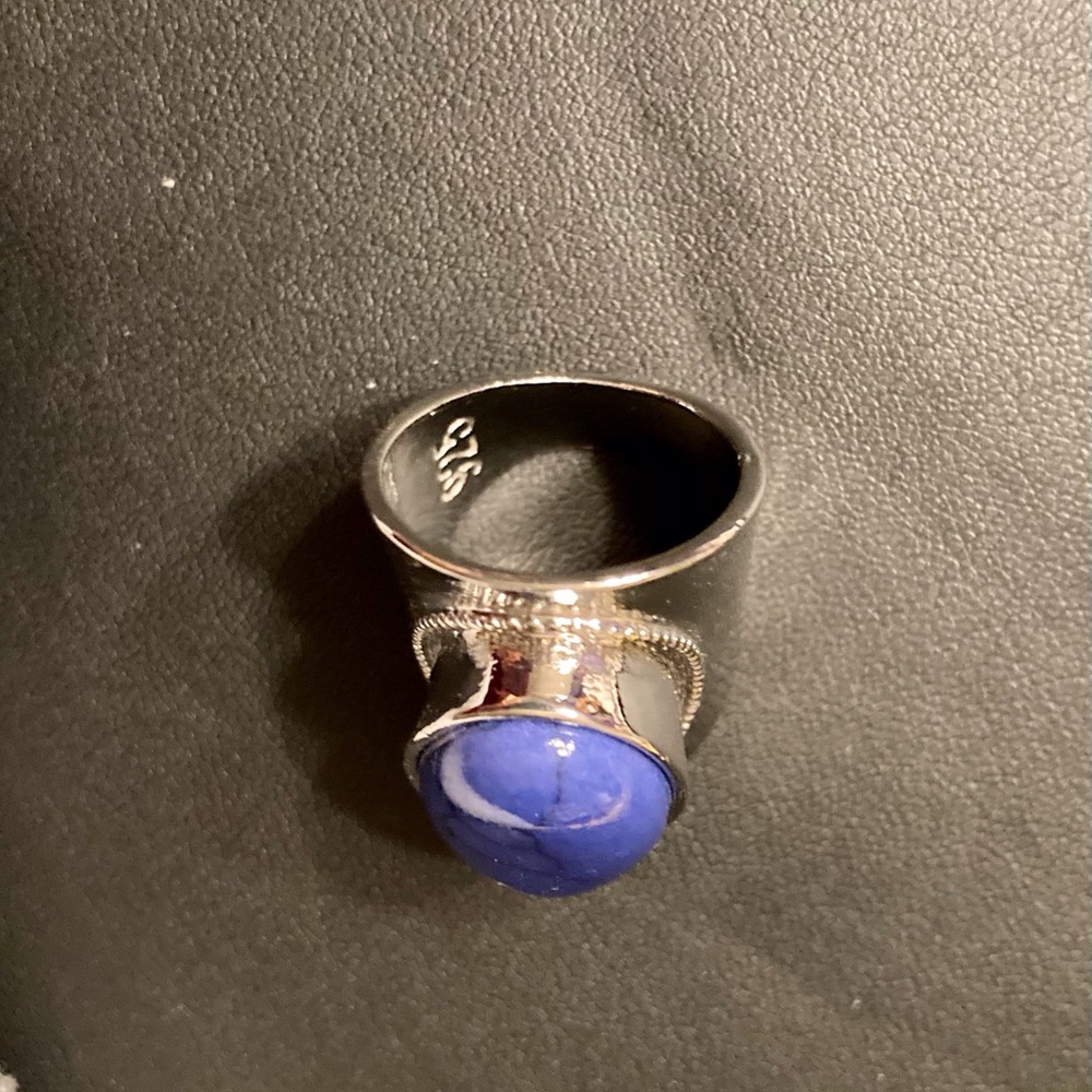 Vintage Lapis 925 Sterling ring Size 9 - Picture 4 of 6